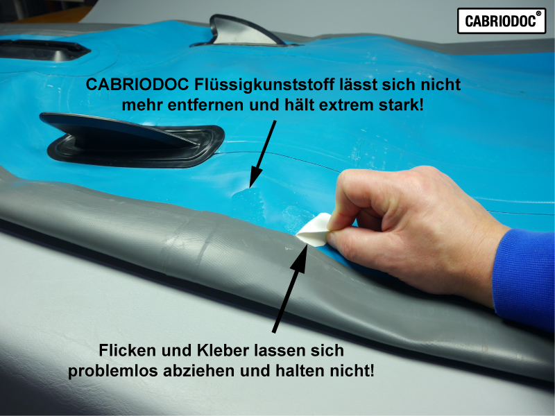 CABRIODOC SUP Reparatur: Schnitt an der Unterseite
