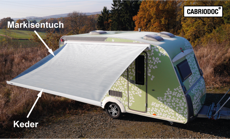 Markise- Zelt Reparatur mit CABRIODOC Flüssigkunststoff Cabriodoc Reparatur Set Wohnmobil Wohnwagen Caravan Markise Vorzelt Zelt Seitenwand Sackmarkise Reparatur Kleben Flicken Ausbessern Abdichten Reparaturset Thule Fiamma